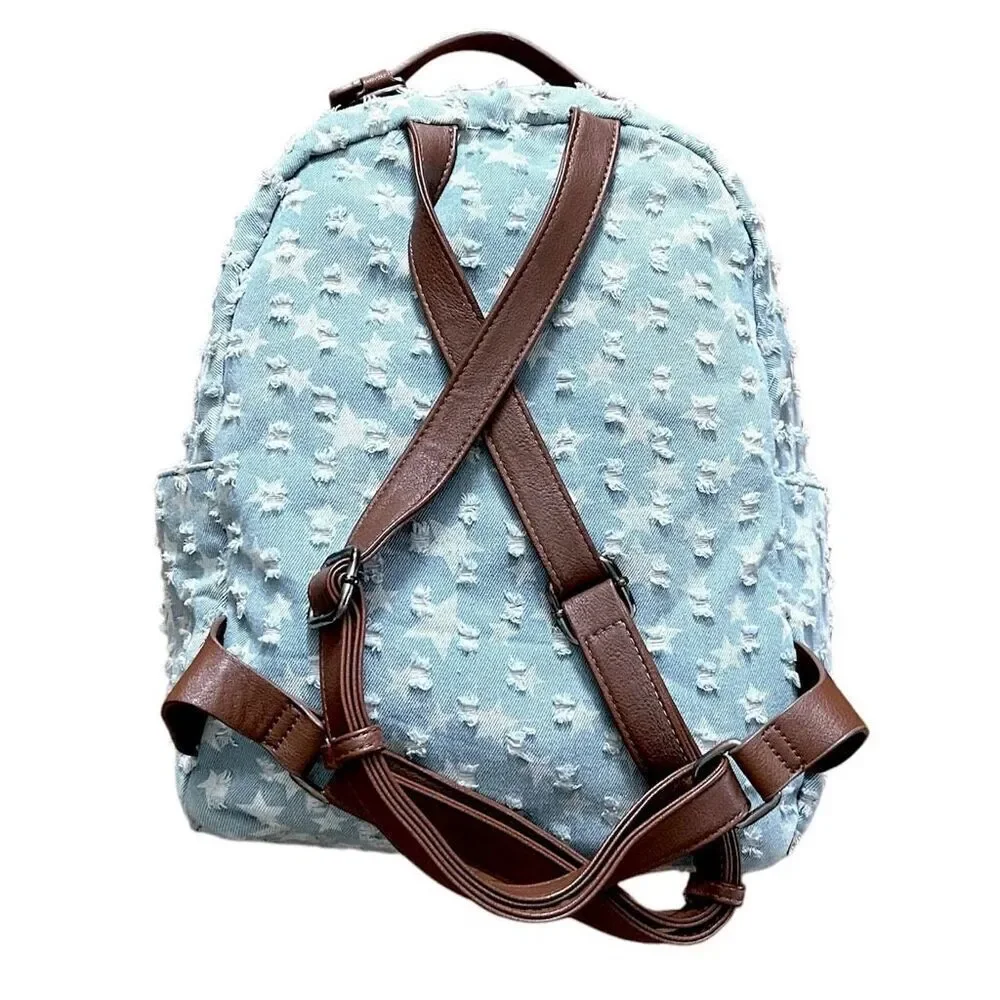Distressed Denim Stars Backpack MMS Design Studios